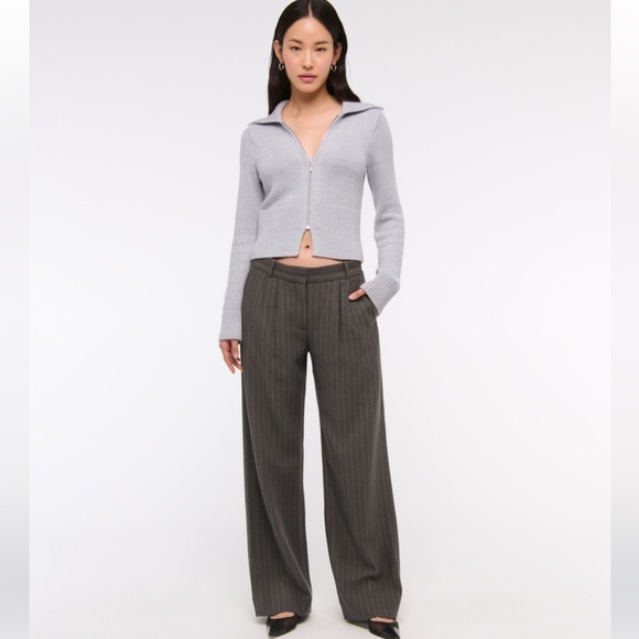 Abercrombie Zip-Up Collared Cardigan in gray size Small - Picture 4 of 8